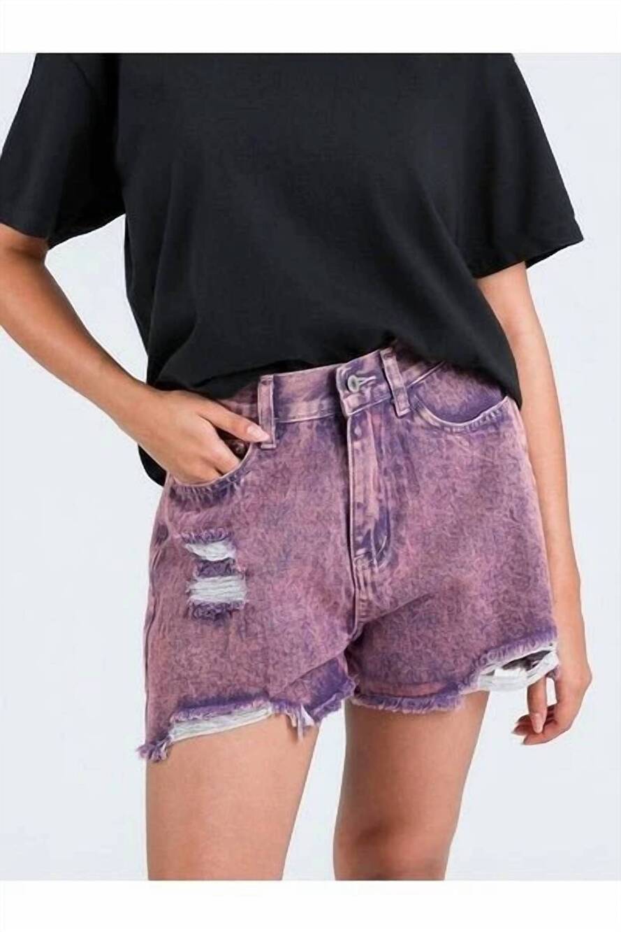 NEW VERY J canyon fade denim shorts in purple